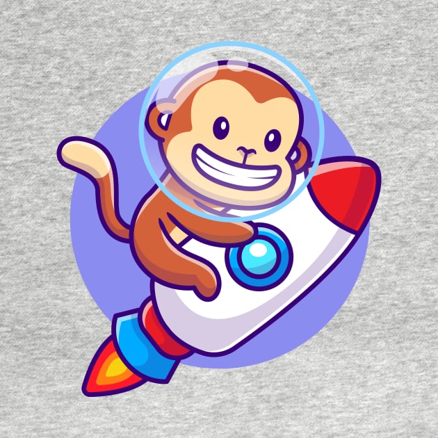 Cute Monkey Riding Rocket Cartoon by Catalyst Labs